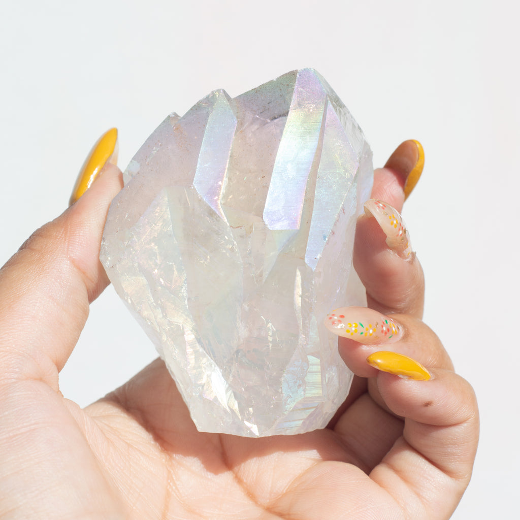 White Aura Amethyst Points