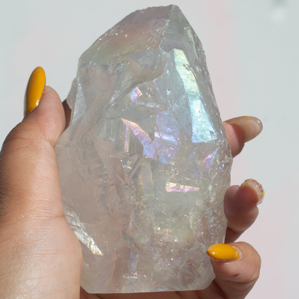 White Aura Amethyst Points