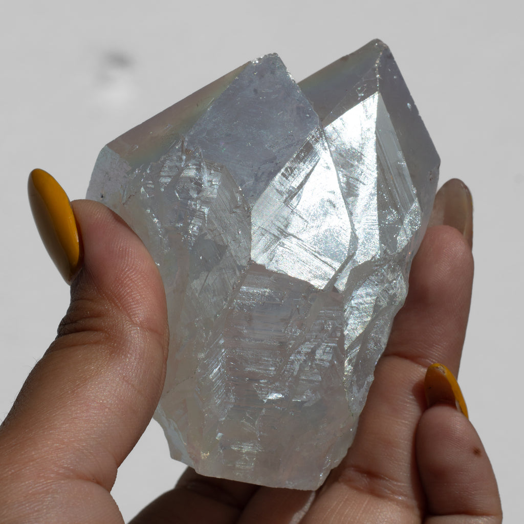 White Aura Amethyst Points