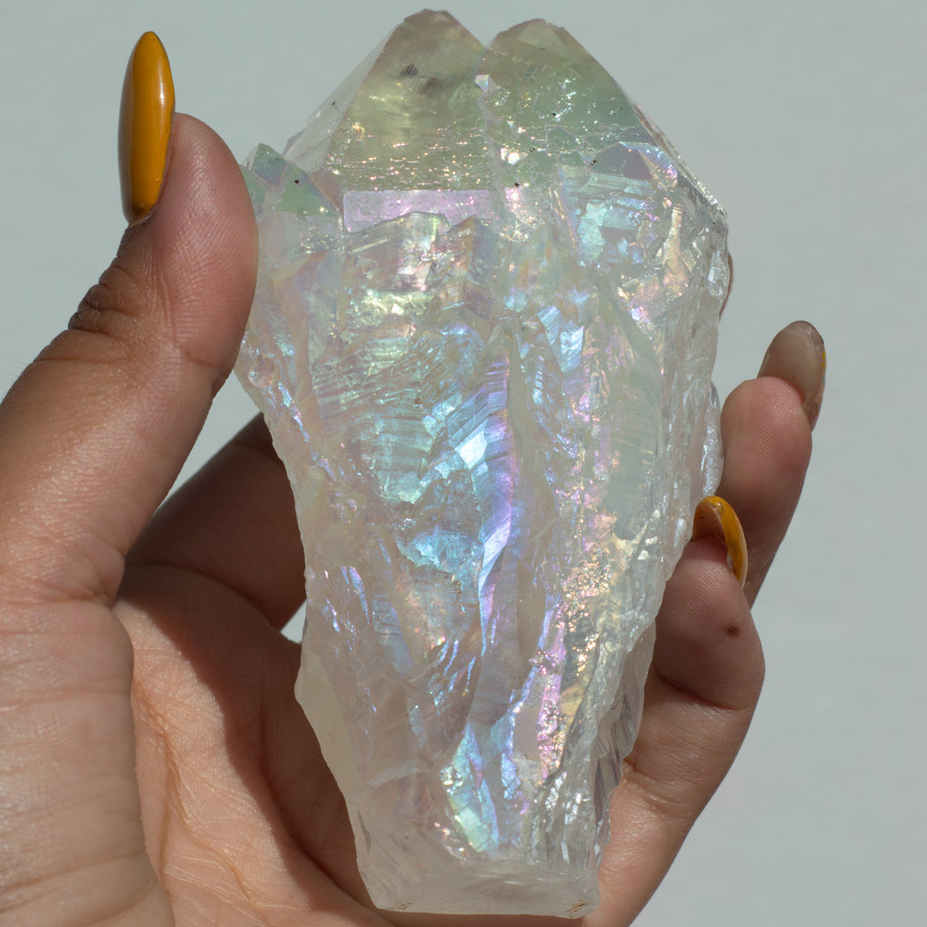 White Aura Amethyst Points