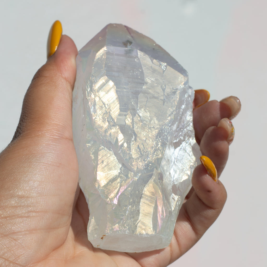 White Aura Amethyst Points