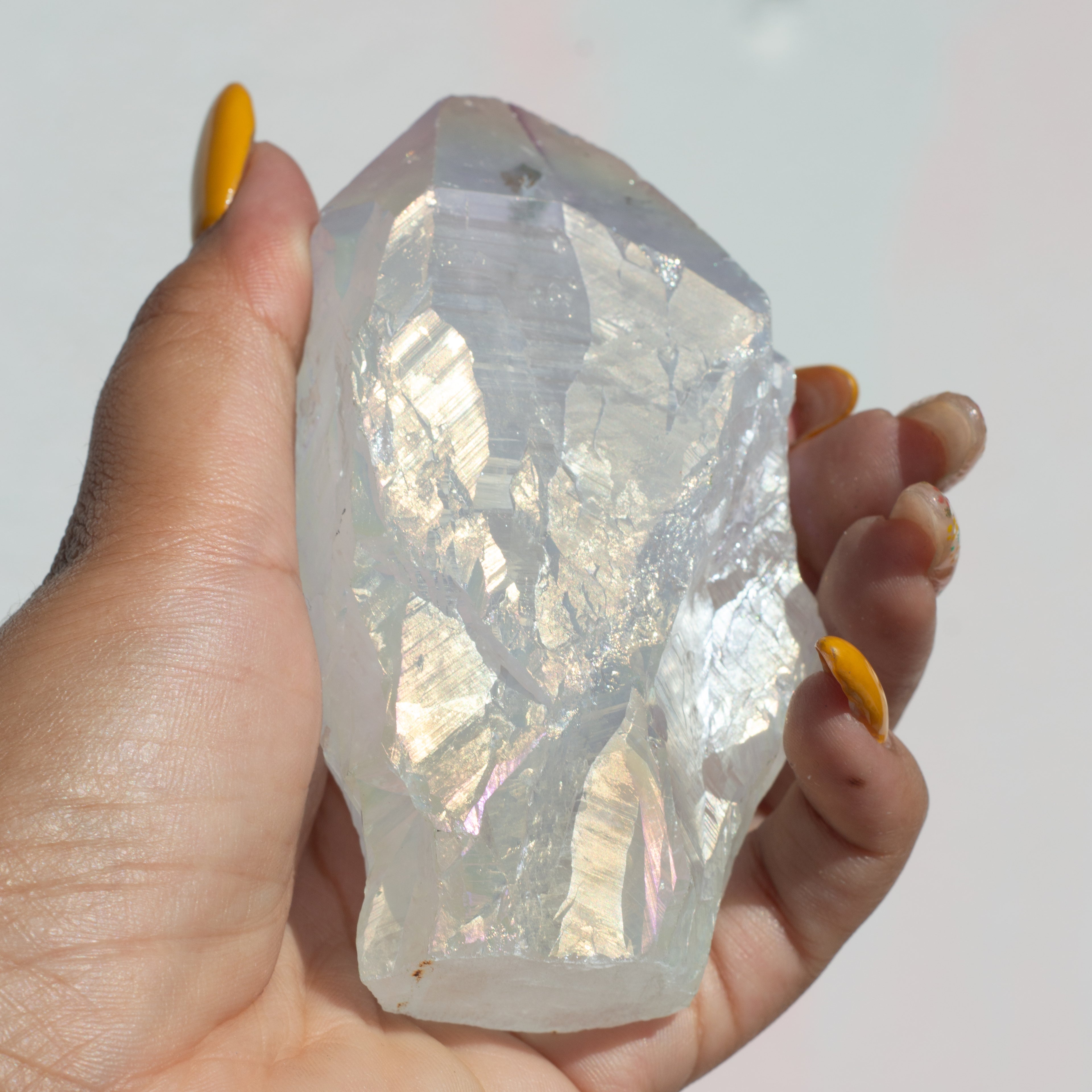 White Aura Amethyst Points